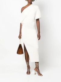 Cult Gaia one-shoulder Knitted Midi Dress White at Farfetch