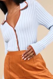 Curated Season Blue Collared Sweater Top at Lulus