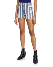 Current Elliott The Westside Striped Shorts at Neiman Marcus