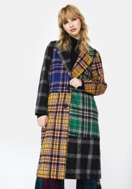 Current Mood Color Block Plaid Long Trench Coat Multicolored Dolls Kill at Dolls Kill