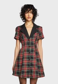 Current Mood Plaid Button Dress - Red Black Dolls Kill at Dolls Kill