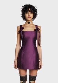 Current Mood Taffeta Ribbon Tie Mini Dress - Purple Dolls Kill at Dolls Kill