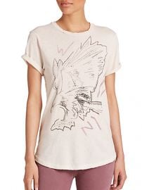 CurrentElliott - The Rolled-Sleeve Printed Linen andamp Cotton Tee at Saks Fifth Avenue