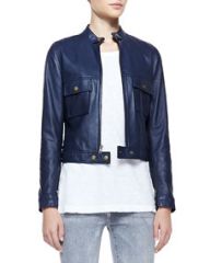 CurrentElliott Leather Front-Zip Moto Jacket at Neiman Marcus