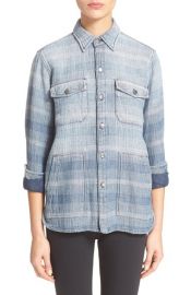 CurrentElliott The Patch Pocket Ombr Stripe Denim Shirt at Nordstrom