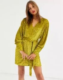 Curve Sequin Wrap Mini Dress by Asos at Asos