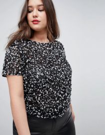 Curve T-Shirt With Sequin Embellishment at Asos