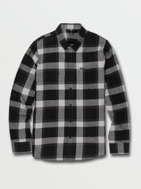 Curwin Long Sleeve Flannel - Black Grey Volcom US at Volcom