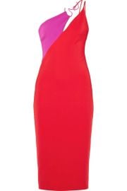 Cushnie - Asymmetric two-tone stretch-crepe midi dress at Net A Porter