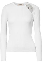 Cushnie - Sienna cutout embellished ribbed-knit top at Net A Porter