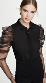 Cushnie Button Down Blouse with Pleated Sleeves at Shopbop