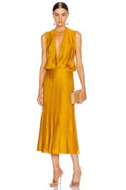 Cushnie Sleeveless Midi Length Knit Dress in Antique Gold   FWRD at Forward