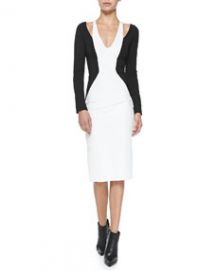 Cushnie et Ochs Cold-Shoulder Colorblock Jersey Dress BlackWhite at Neiman Marcus