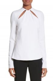 Cushnie et Ochs Ring Detail Cutout Stretch Crepe Blouse at Nordstrom