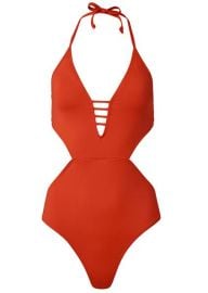 Cut Out Plunge One-Piece Swimsuit in Desert Stone  VENUS at Venus