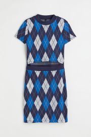 Cut-out Dress - Dark blueargyle pattern - Ladies HampM US at H&M