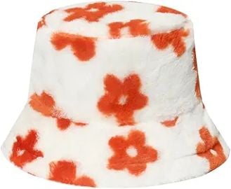 Cute Winter Faux Fur Bucket Hat Fuzzy Warm Flowers Floral Fluffy Fisherman Caps for Women Teens Girls at Amazon
