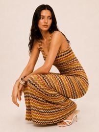 Cutout Back Zigzag Knit Maxi Dress COMMENSE at Commense