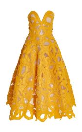 Cutout Faille Strapless Midi Cocktail Dress By Oscar De La Renta at Moda Operandi