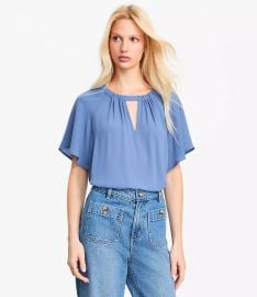 Cutout Mixed Media Blouse at Loft