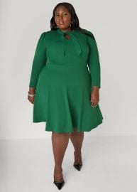 Cutout Tie Neck A Line Dress Ashley Stewart at Ashley Stewart