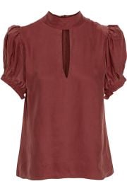 Cutout gathered washed-silk top at The Outnet