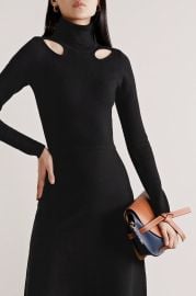 Cutout stretch-knit turtleneck midi dress at Net a Porter