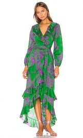 Cynthia Rowley Lanai Ruffle Wrap Dress in Green  amp  Purple from Revolve com at Revolve