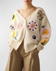 Cynthia Rowley Oversized Button-Down Patch Cardigan at Neiman Marcus