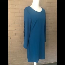 Cynthia Rowley Teal Button Sleeve Stretch Dress at Poshmark