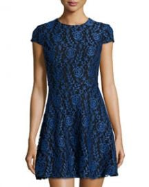 Cynthia Steffe Delphine Lace Fit-and-Flare Dress Blue at Last Call