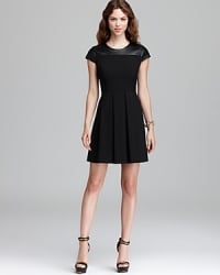 Cynthia Steffe Faux Leather Shoulder Dress at Bloomingdales