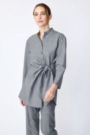 Cynthia Wrap Top Crafted in Italian Wool Windowpane Suit Made in NYC KAL RIEMAN at Kal Rieman
