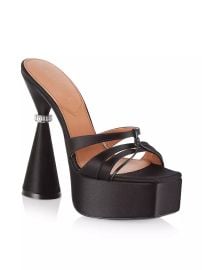 D Accori Sienna leather trimmed embellished satin platform mules at Saks Fifth Avenue