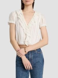 DÔEN Bernadette Lace Ruffle Top | Saks Fifth Avenue at Saks Fifth Avenue