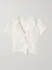 DÔEN Bernadette lace-trimmed pintucked organic cotton-voile blouse at Net a Porter