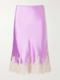 DÔEN Elowette lace-trimmed silk midi skirt at Net a Porter