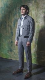D-Ring Tab Pant - Grey Donegal Tweed Sivan at Jack Sivan