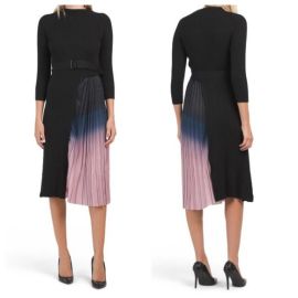 DALIA MACPHEE Dresses Nwt Dalia Macphee Black Sweater Pleated Skirt Dress Split Ombr Pink Xxxl 3x Poshmark at Poshmark