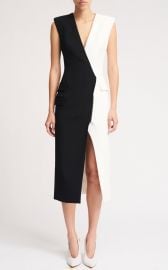 DAVID KOMA Pocket Details Midi Dress In Black amp White House Of Huntington at House Of Huntington