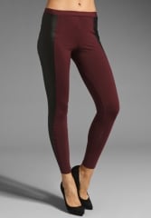 DAVID LERNER Leather Block Legging in WineBlack at Revolve