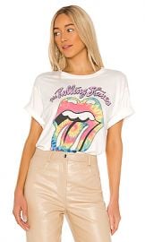 DAYDREAMER Rolling Stones Tie Dye Tongue Tee in Vintage White from Revolve com at Revolve