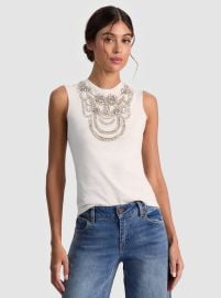 DEDE EMBELLISHED TANK at Alice + Olivia