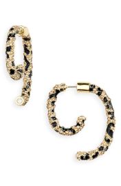 DEMARSON Leopard Luna PavConvertible Earrings in 12K Shiny Gold/crystals Black  at Nordstrom