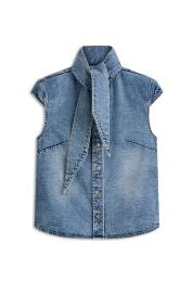 DENIM CRAVAT NECK SHIRT - SNOW WASH - Scanlan Theodore at Scanlan Theodore
