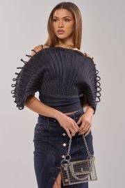DENIM ON DENIM BLOUSE IN DARK BLUE DENIM AKIRA at Akira