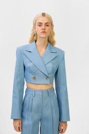 DENIM STONE CROPPED BLAZER Aknvas at Akvnas