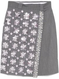 DES PHEMMES wrap-design Skirt Grey ID at Farfetch