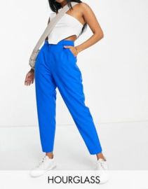 DESIGN Hourglass smart tapered pants in blue at ASOS