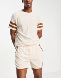 DESIGN T-shirt and shorts terry pajama set at ASOS